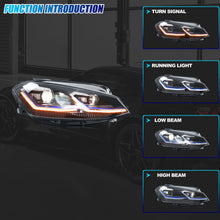 Load image into Gallery viewer, inginuity time LED Headlights for Volkswagen VW Golf 7 MK7 MK VII TDI TSI 2018-2021 Sequential Turn Signal Projector E-MARK ECE Blue Line Front Lamps Assembly