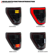 Load image into Gallery viewer, inginuity time LED Tail Lights for Ford F-150 Lariat Raptor Platinum P702 14th Gen 2021 2022 2023 2024 Start-up Animation Sequential Turn Signal Rear Lamps Assembly