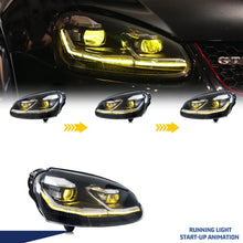 Load image into Gallery viewer, inginuity time LED GTI Headlights for Volkswagen VW Golf 5 MK5 V Rabbit Jetta 2006-2010 White/Golden DRL Projector Sequential Turn Signal Front Lamps Assembly