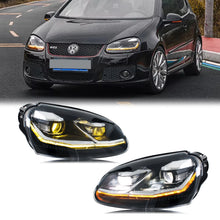 Load image into Gallery viewer, inginuity time LED GTI Headlights for Volkswagen VW Golf 5 MK5 V Rabbit Jetta 2006-2010 White/Golden DRL Projector Sequential Turn Signal Front Lamps Assembly
