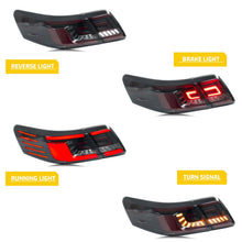 Load image into Gallery viewer, inginuity time LED Tail Lights for Toyota Camry 2007-2011 SE LE XLE Sequential Turn Signal Start-up Animation Black Rear Lamps Assembly