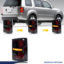 Load image into Gallery viewer, inginuity time LED Tail Lights for Honda Pilot 2009-2015 EX-L Touring LX Start-up Animation Sequential Turn Signal Black Rear Lamps Assembly