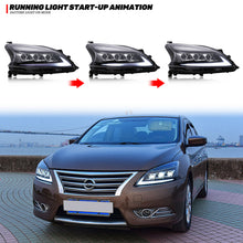 Load image into Gallery viewer, inginuity time LED Triple Beam Headlights for 2012-2015 Nissan Sentra Start up Animation Sequential Indicator Front Lamps Assembly