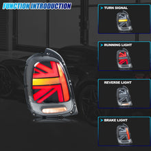 Load image into Gallery viewer, inginuity time LED Tail Lights for BMW Mini Cooper F55 F56 F57 2014-2023 S Sequential Turn Signal Union Jack Black Rear Lamps Assembly
