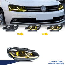 Load image into Gallery viewer, inginuity time LED GTI Headlights for Volkswagen VW Golf 6 MK6 VI 2009-2014 TDI TSI White/Golden DRL Projector Sequential Turn Signal Front Lamps Assembly
