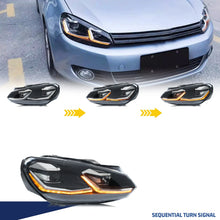 Load image into Gallery viewer, inginuity time LED GTI Headlights for Volkswagen VW Golf 6 MK6 VI 2009-2014 TDI TSI White/Golden DRL Projector Sequential Turn Signal Front Lamps Assembly
