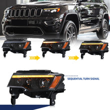 Load image into Gallery viewer, inginuity time LED Blackout Headlights for Jeep Grand Cherokee WK2 4th Gen 2014-2021 Start-up Animation Sequential Signal Front Lamps Assembly

